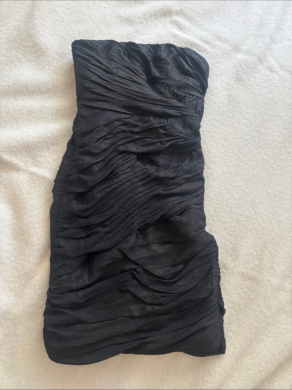 Badgley Mischka Strapless Black Ruched Cocktail Dress